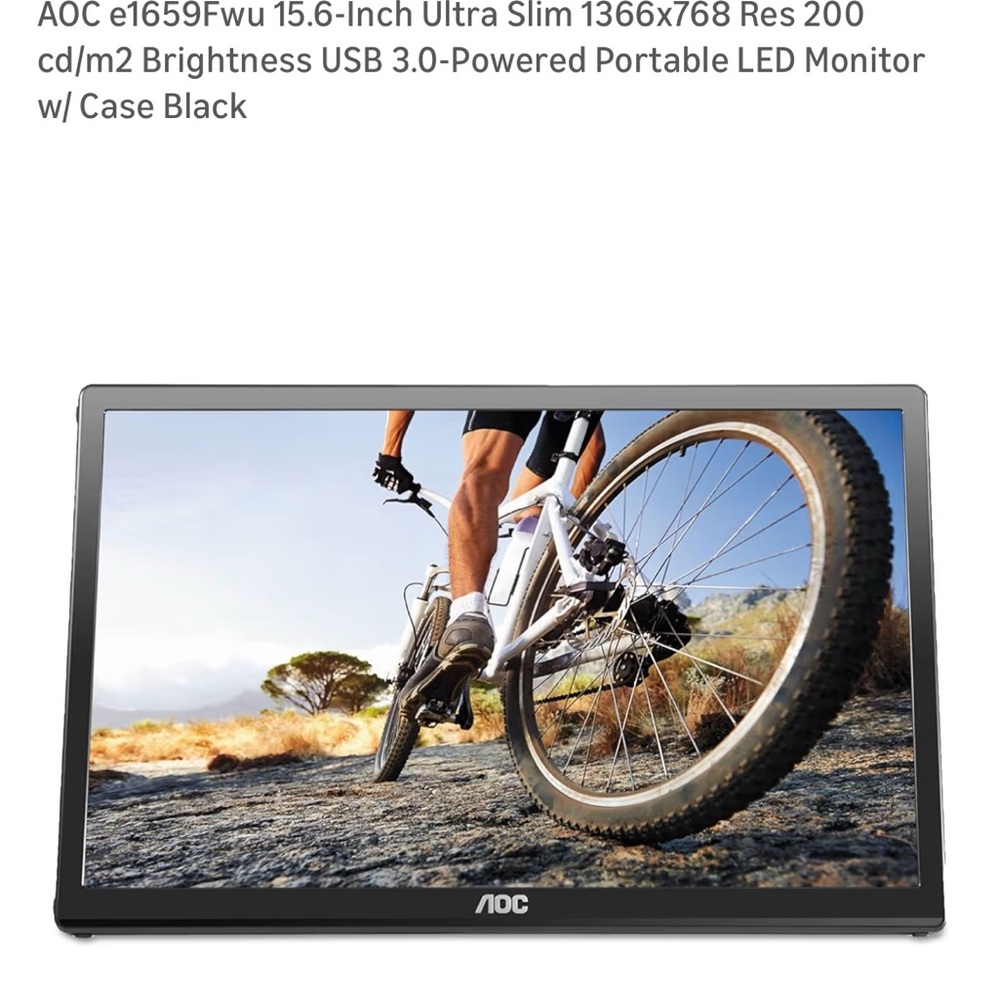 AOC 15.6-Inch Ultra Slim Portable LED Monitor - Black